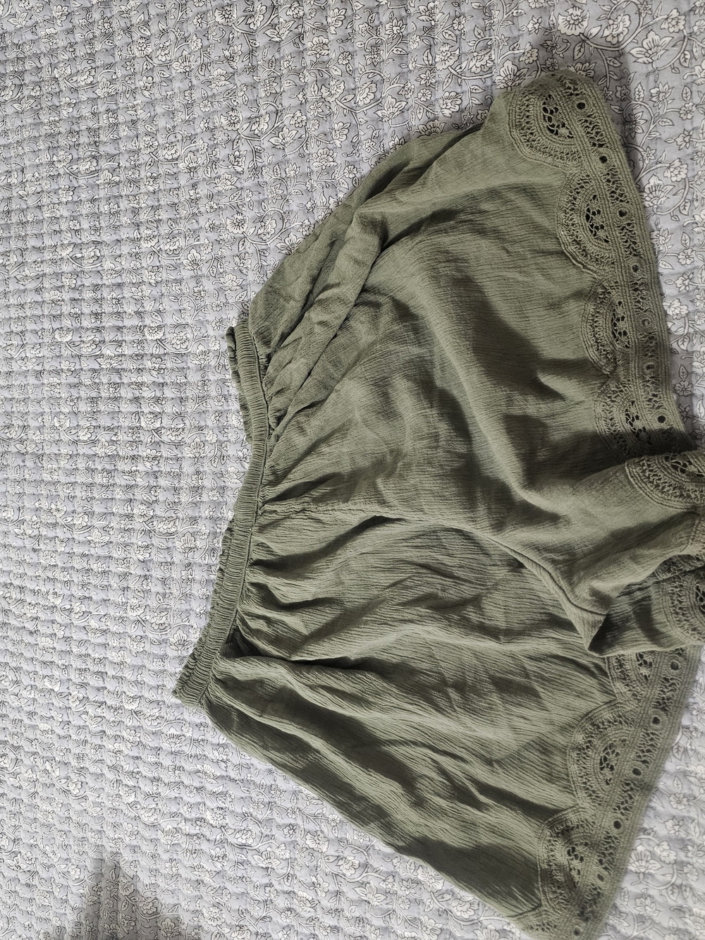 aerie Olive Eyelet-Trim High Waist Shorts